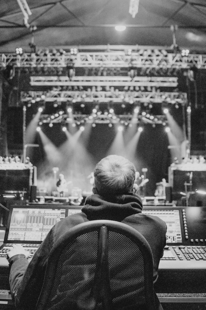 Sound engineer at soundcheck of a concert